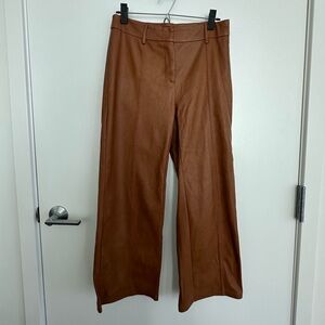 7 for all mankind Leather Wide Leg Pants Saddle Tan Size XS